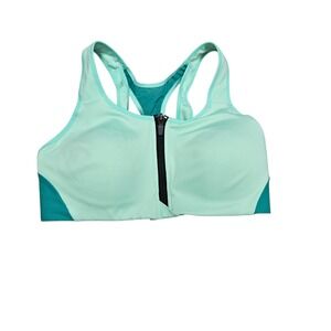 Nike Sports Bra Impact Strappy Zip Front Light Support DN4219-342 Teal S